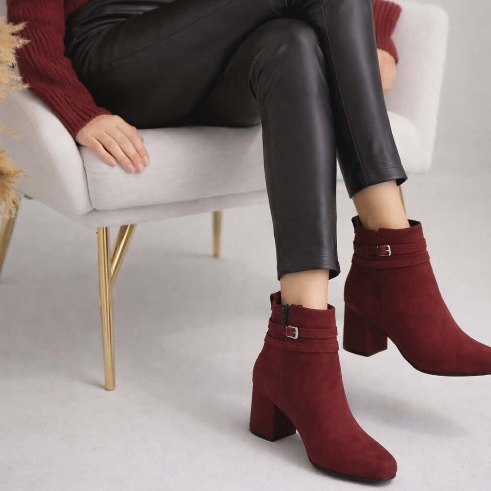 Paul Green Sydney Boot Ankle Bordo Suede Red $499 New Size UK 4, US 6.5 Booties